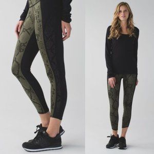 Lululemon Olive Snake Print High Rise Beyond Boundaries 7/8 Pants